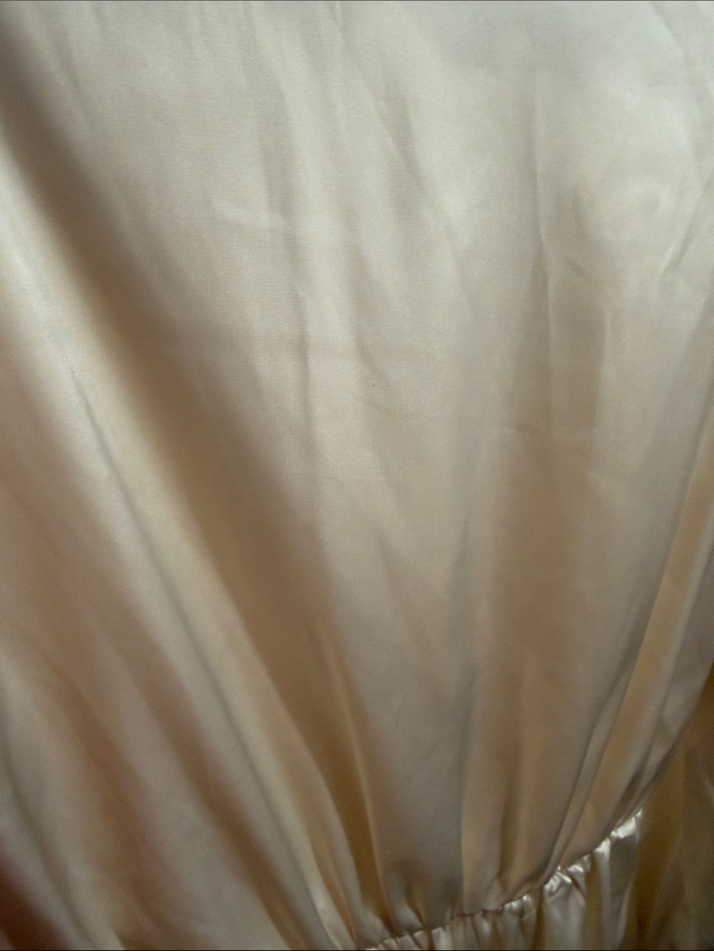 Cream Satin V-Neck Peplum Tie Blouse - Picture 8 of 9